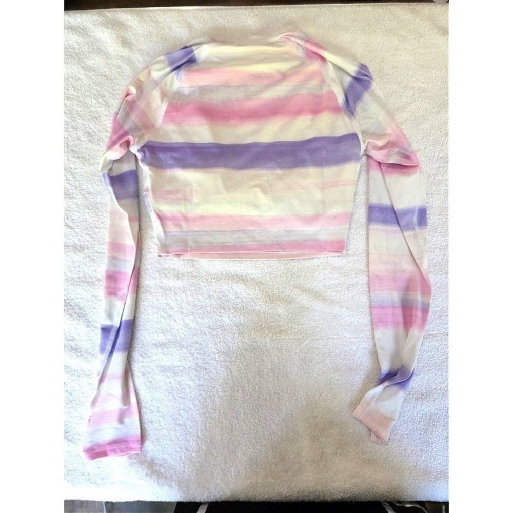 NWT Wet LA XS Watercolor Stripe Rash Guard Long Sleeve Bikini Swim Top 128477